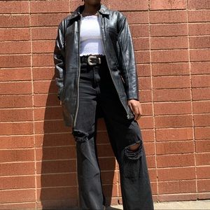 SOLD ON DEPOP VINTAGE Real Black Leather Jacket